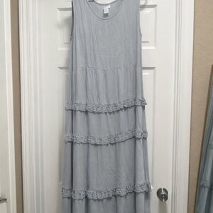 Jasmine Light Gray Layered Maxi Dress